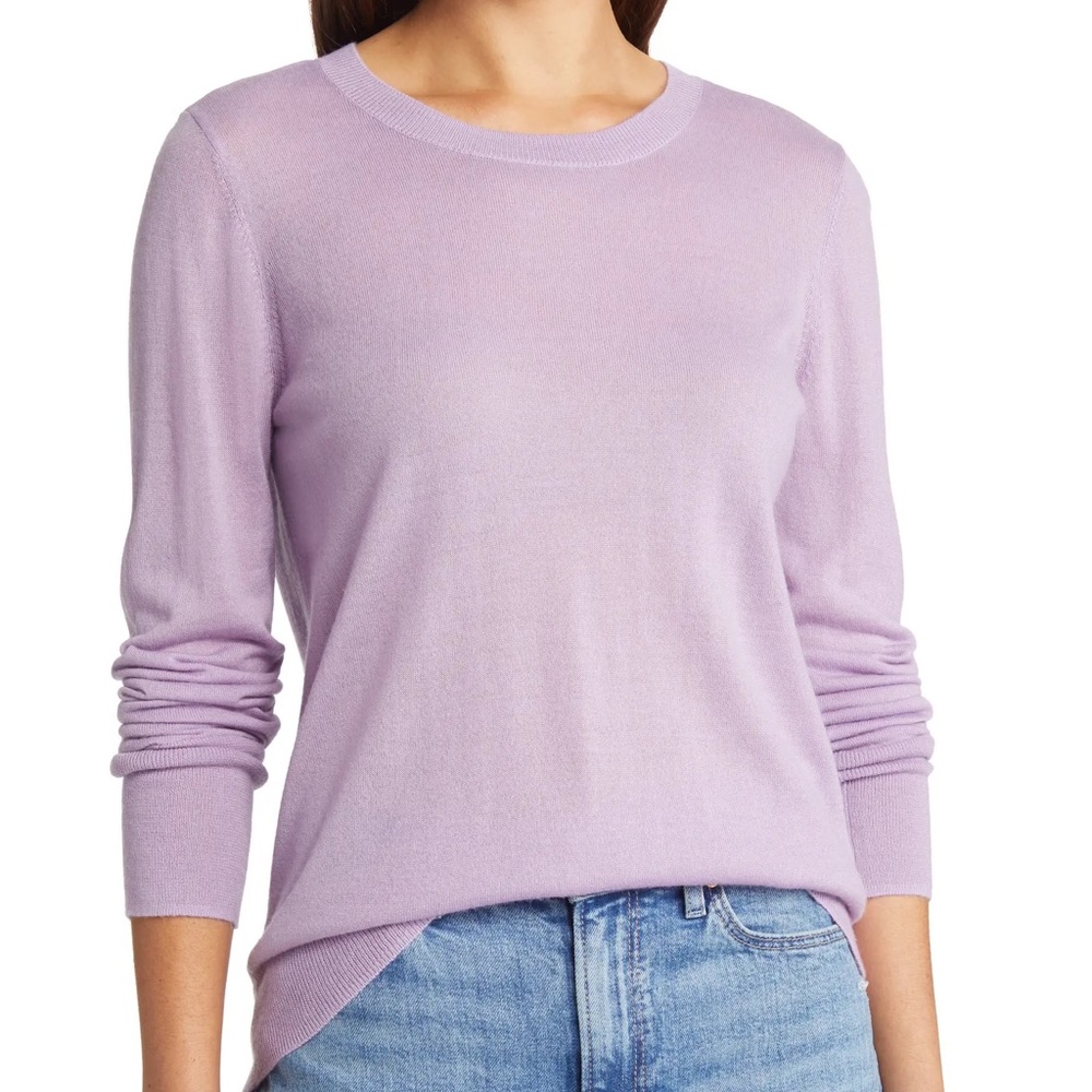 🧡 Nordstrom Merino Wool Blend Crewneck Sweater Purple Spectre